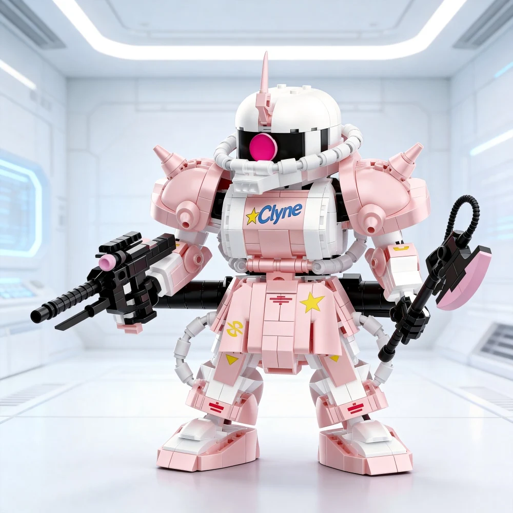 Model Kit Gundam Wing - 892PCS Pink Zaku Mecha Building Set
