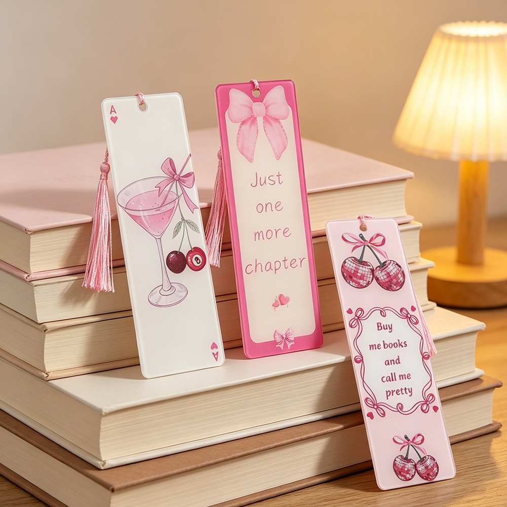 Model Kit Markers - Cute Pink Acrylic Bookmarks Tassel Bow