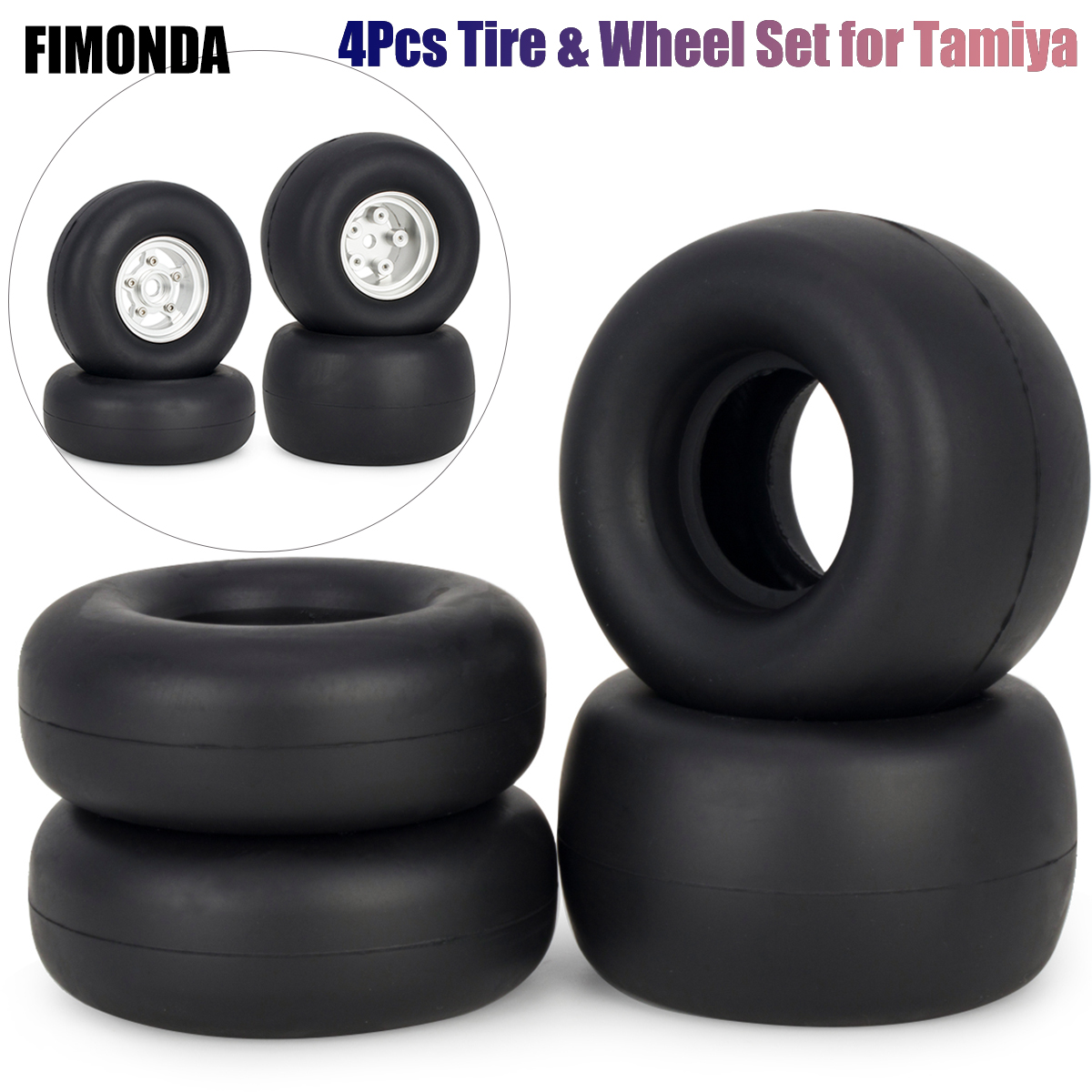 Model Kit Tamiya - 4Pcs RC Rubber Tires Wheels with