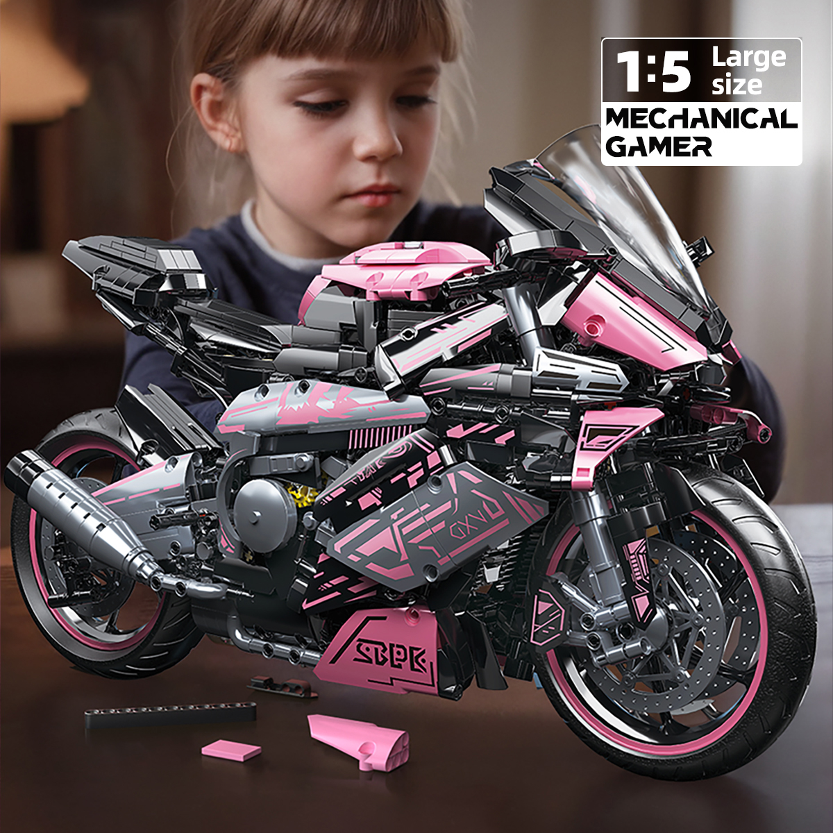KAVOWORLD 2096PCS Pink Motorcy - Model Kit Motor Nuclear ulasan dan harga