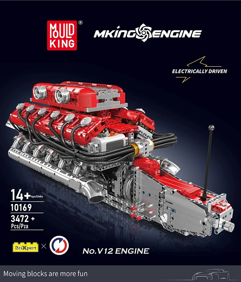 Mould King 10169 V12 Engine Bu - Model Kit Engine ulasan dan harga