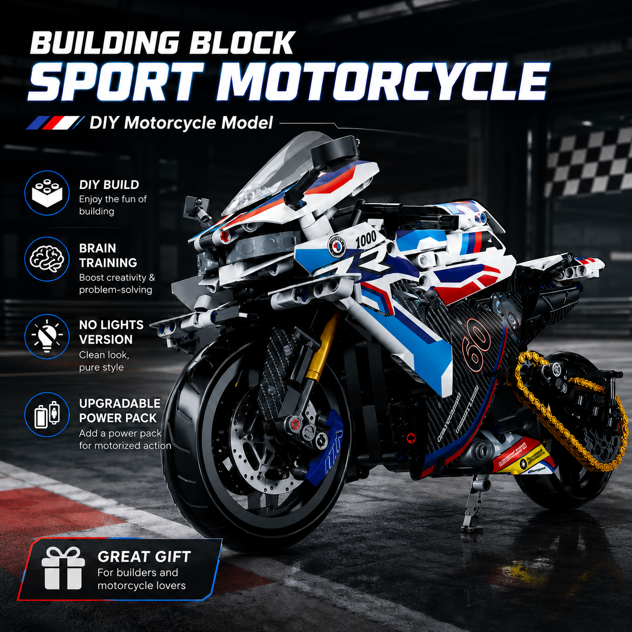 1:8 Building Blocks Motorcycle - Model Kit Motor Nuclear ulasan dan harga