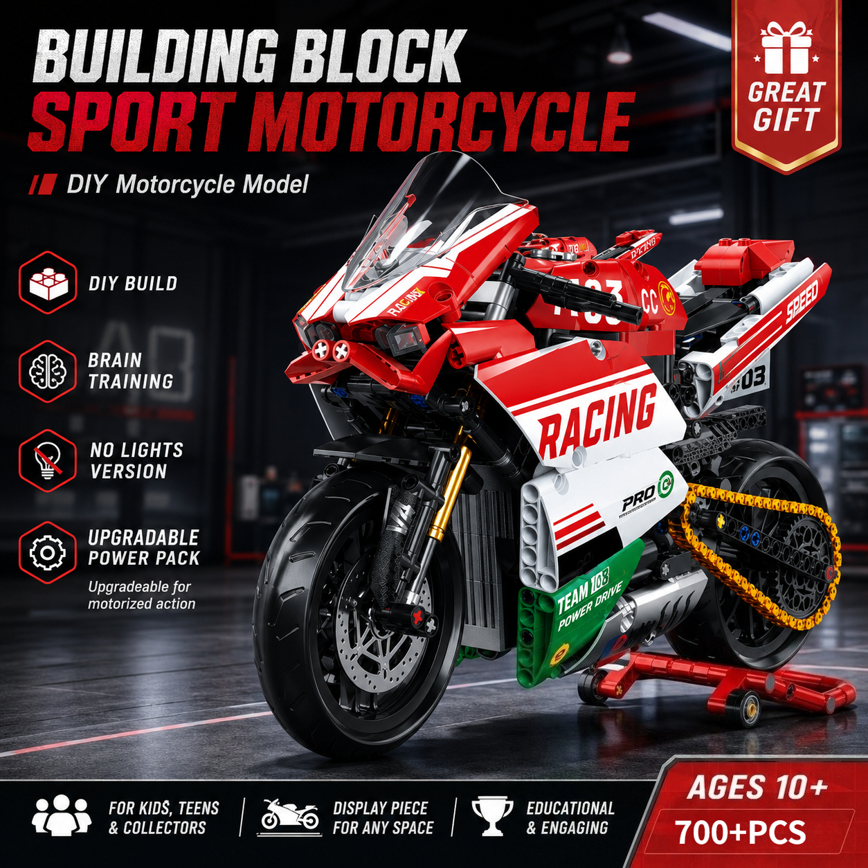 1:8 Building Blocks Motorcycle - Model Kit Motor Nuclear ulasan dan harga