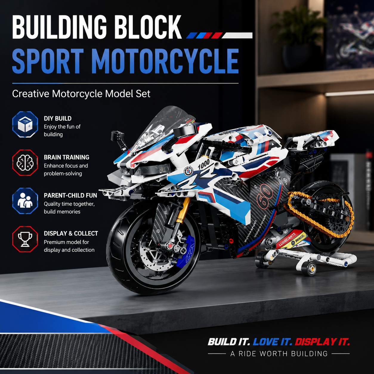 1:8 Building Blocks Motorcycle - Model Kit Motor Nuclear ulasan dan harga