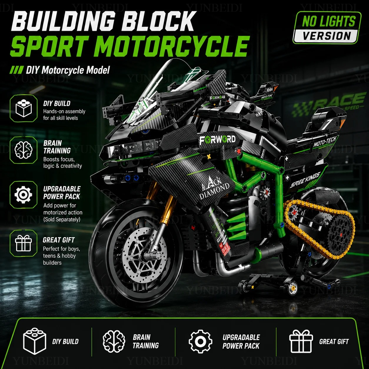 1:8 Building Block Superbike,  - Model Kit Motor Nuclear ulasan dan harga