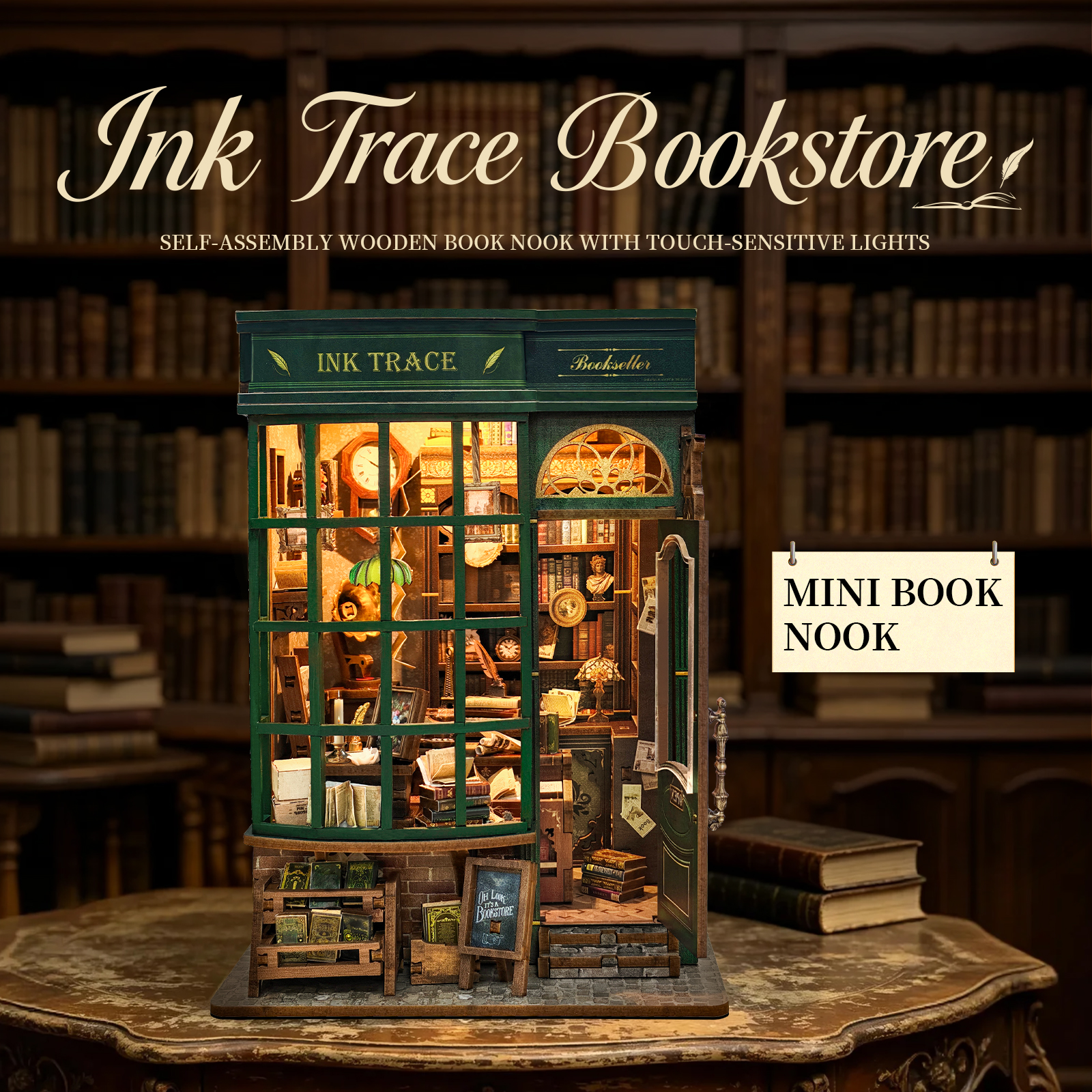 DIY 3D Wooden Ink Trace Bookst - Model Kit Glue ulasan dan harga