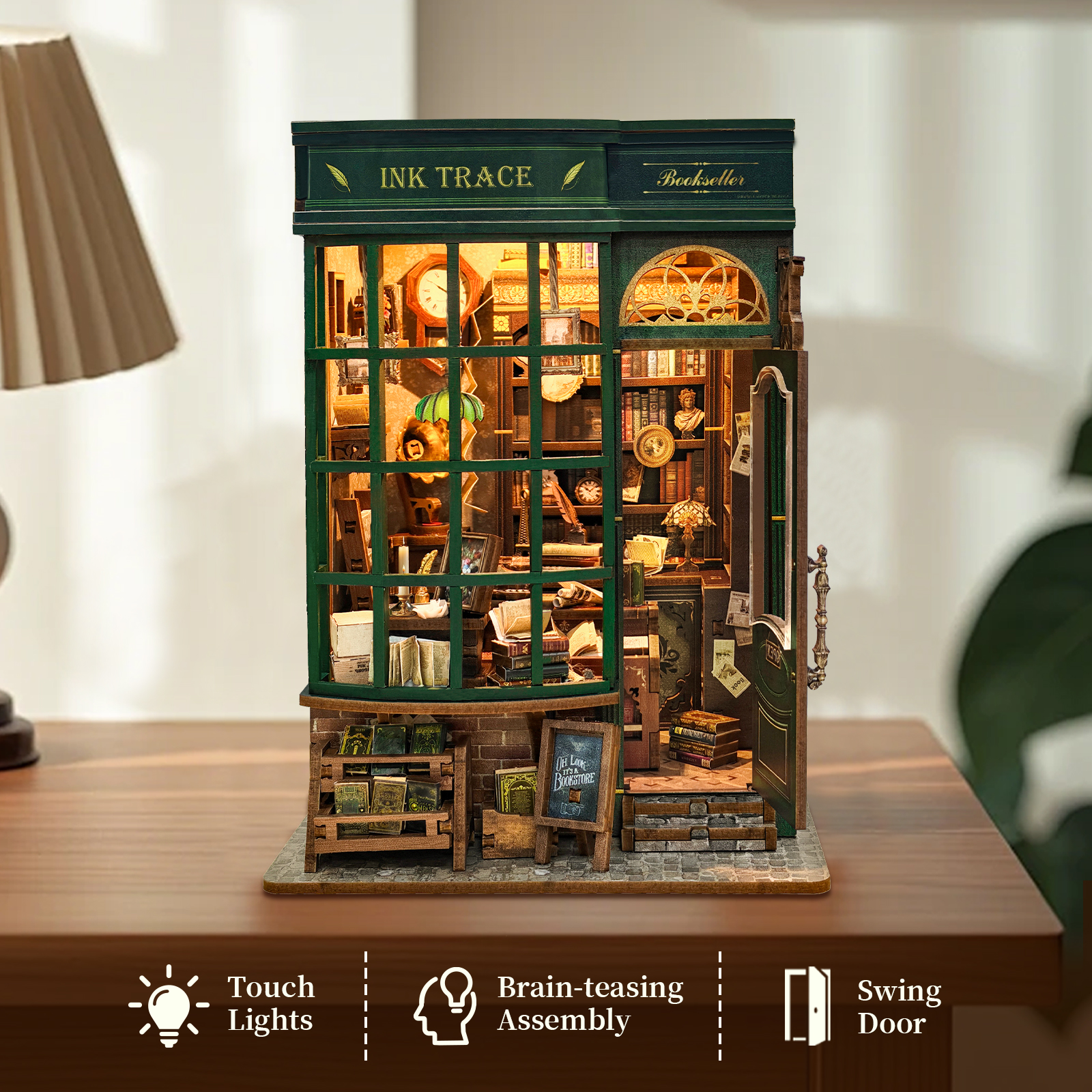 DIY 3D Wooden Ink Trace Bookst - Model Kit Glue ulasan dan harga