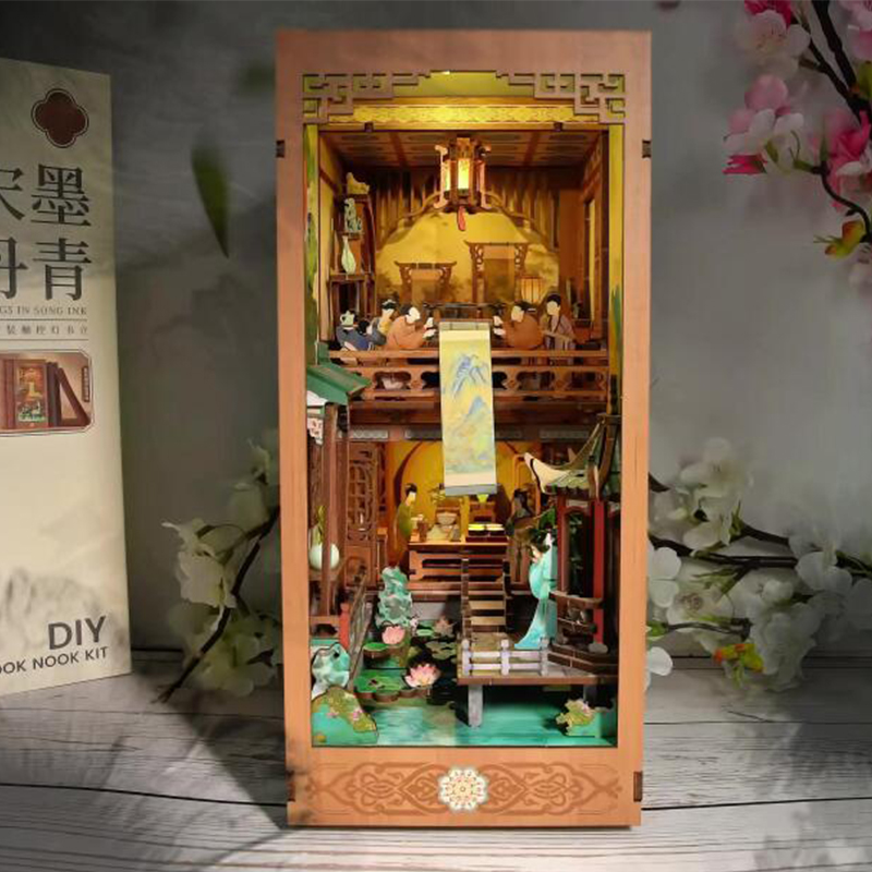 DIY Wooden Book Nook Shelf Ins - Model Kit Glue ulasan dan harga