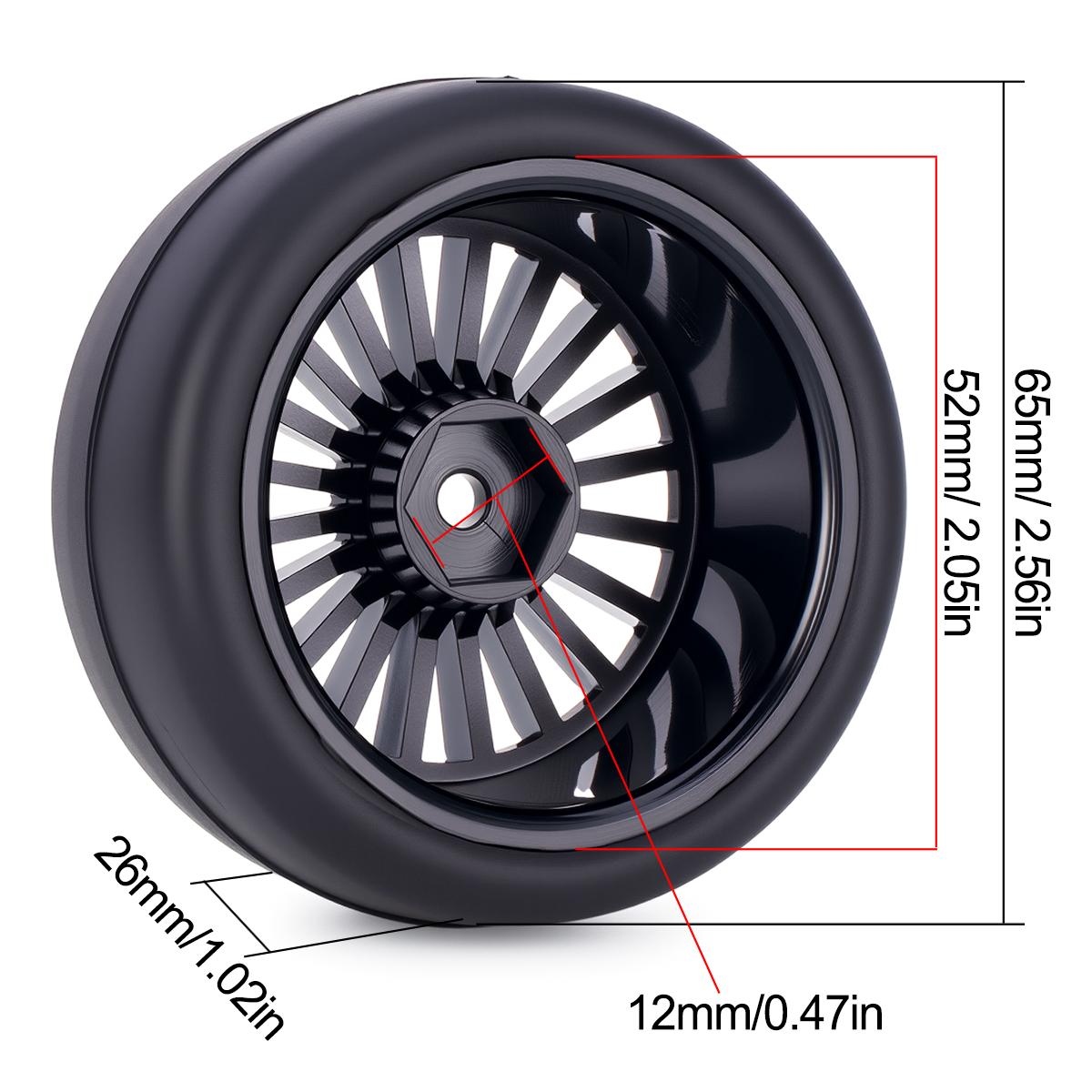 Pre-Glued RC Wheels Tires Set  - Model Kit Tamiya ulasan dan harga
